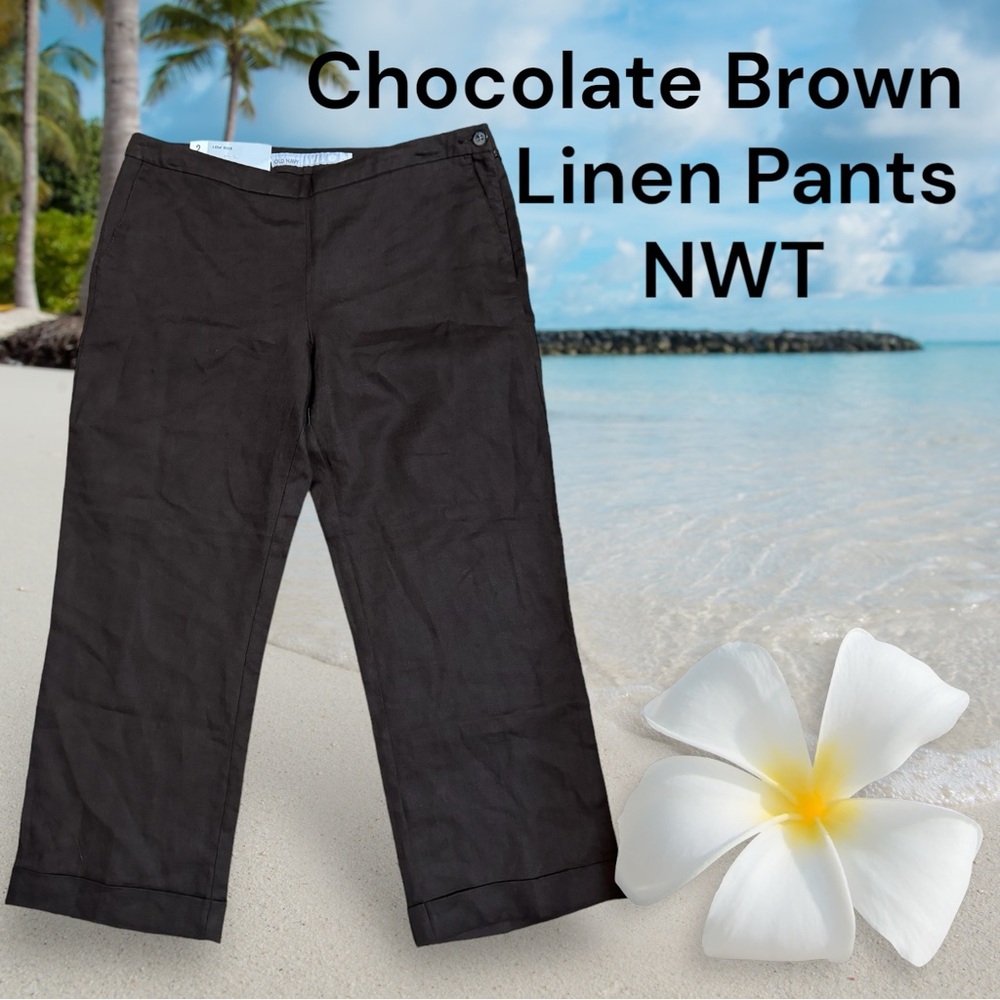 NWT OLD NAVY  RETAL: $44  SUMMER  CHOCOLATE LINEN ANKLE PANT  SZ: 2   #Y